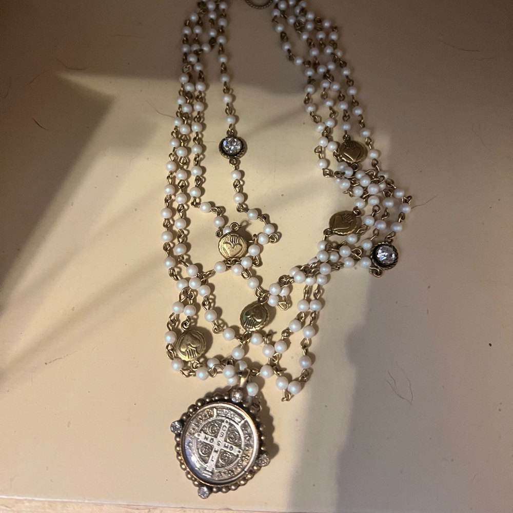 Virgins Saints & Angels San Benito Gold Pearl 4mm Magdalena Necklace